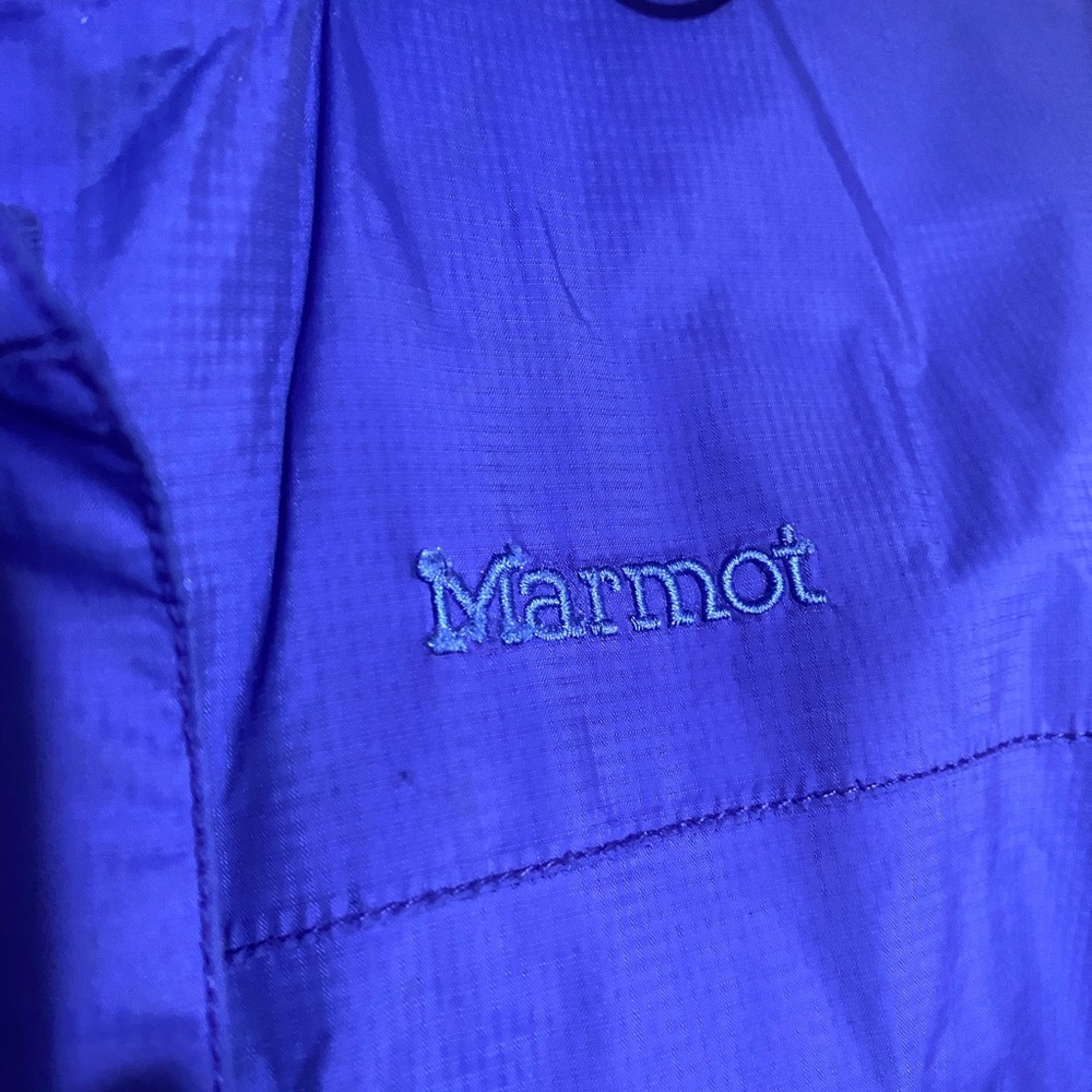 Marmot Hyvant zip -up rain Jacket Sz L hooded activewear pockets flaws - Picture 6 of 8